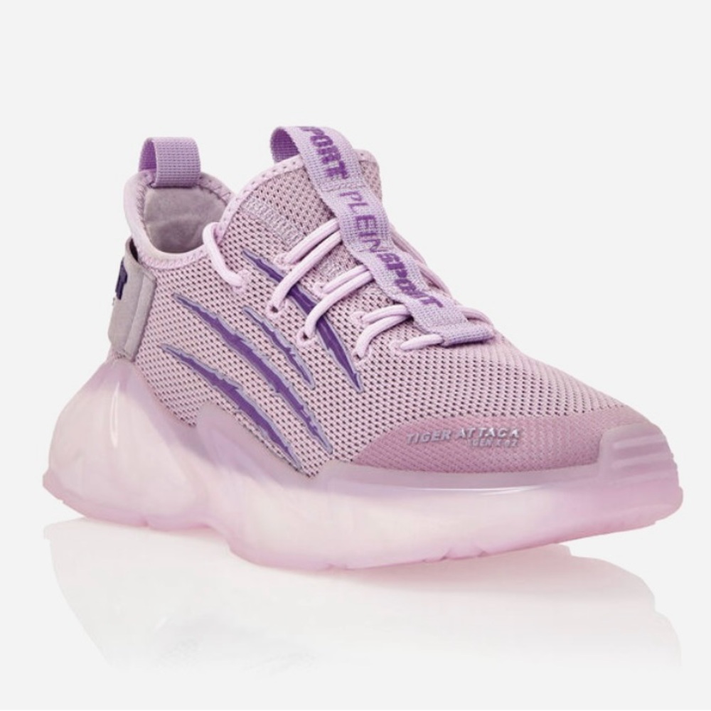 PHILIPP PLEIN SPORT TIGER ATTACK GEN.X.02 SCRATCH SNEAKERS IN LILAC AND PURPLE